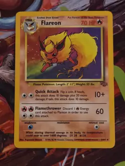 1999 Pokemon TCG - Flareon - Jungle UNLIMITED 3/64 Holo Rare - Image 1