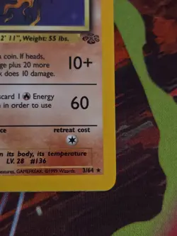 1999 Pokemon TCG - Flareon - Jungle UNLIMITED 3/64 Holo Rare - Image 4