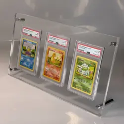 Full 3 Starter Pokemon Base Set (1999) - PSA Mint 10 Graded + Stand - Image 1