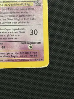 Gengar 5/62 | Base Set Fossil | Holo Pokemon Card HP - Image 5