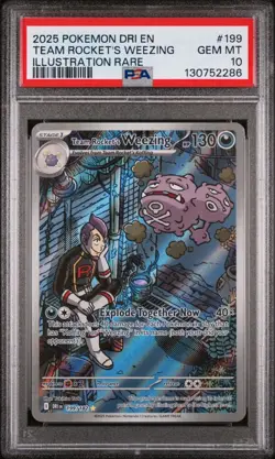 2025 Pokemon Destined Rivals Team Rocket’s Weezing 199/182 PSA 10 Gem Mint - Image 2