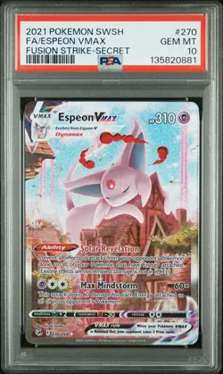 2021 POKEMON SWORD & SHIELD FUSION STRIKE SECRET FULL ART/ESPEON VMAX PSA 10 - Image 1