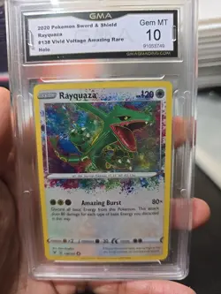2020 POKEMON SWSH RAYQUAZA 138/185 VIVID VOLTAGE AMAZING RARE GMA 10 GEM MT - Image 1
