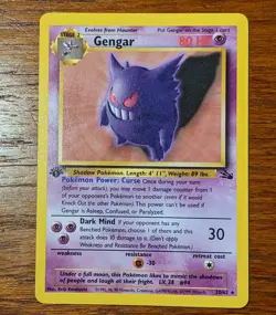 Pokemon TCG card Fossil 1st Edition Gengar Rare 20/62 - Image 1