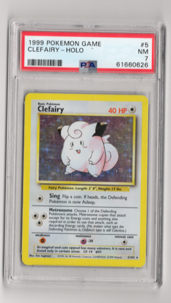 Clefairy 005/102 Base Set Holo PSA 7 NM Pokemon Holo WOTC - Image 1