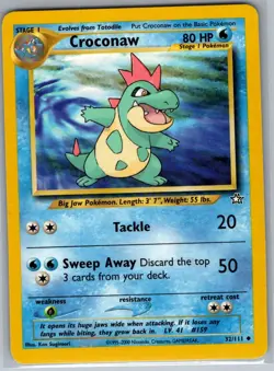 Croconaw 32/111 Non Holo Neo Genesis - Pokemon Card - NM - Image 1