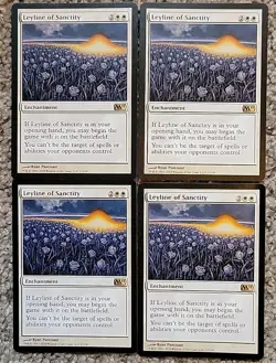 4x X4 MTG Leyline of Sanctity NM-LP, English Magic 2011 Regular Playset M11 - Image 1