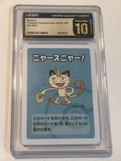 CGC 10 PRISTINE Meowth Old Maid 2019 Japanese Pokemon Card - Image 1