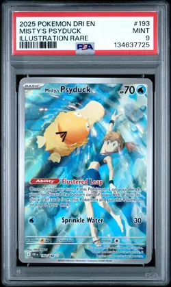 2025 Pokemon Destined Rivals Misty's Psyduck Illustration Rare #193 PSA 9 - Image 1