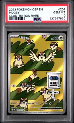 2023 Pokemon Pidgey 207/197 Obsidian Flames Illustration Rare PSA 10 Gem Mint - Image 1