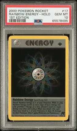 2000 POKEMON ROCKET 1ST ED #17 RAINBOW ENERGY-HOLO PSA 10 - Image 1