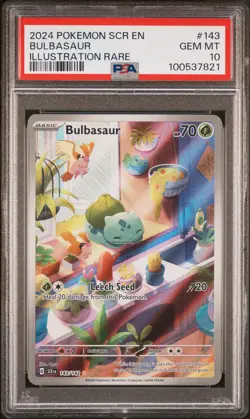2024 POKEMON SCR EN-STELLAR CROWN ILLUSTRATION RARE #143 BULBASAUR PSA 10 - Image 1