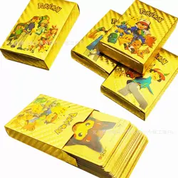 Gold Foil Pokemoonn 55 Pok Card Assorted Cards Series Vmax GX Charizard Rare - Image 3