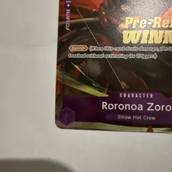 One Piece TCG | Roronoa Zoro | Pre-Release Tournament Winner | P-045 | Bandai NM - Image 3