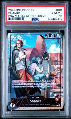 2025 ONE PIECE PROMOS PSA MAGAZINE EXCLUSIVE #001 SHANKS PSA 10 - Image 1