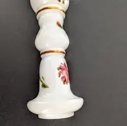 2 - Milk Glass Vintage Table Lamp Parts, Project Candlesticks U Hand Painted. - Image 4