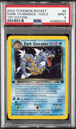 2000 POKEMON ROCKET 1ST EDITION #8 DARK GYARADOS-HOLO PSA 9 - Image 1