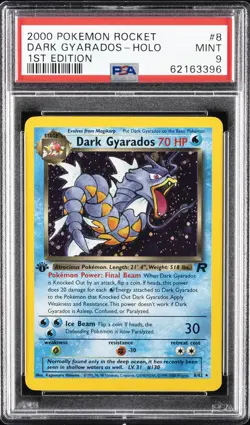 2000 POKEMON ROCKET 1ST EDITION #8 DARK GYARADOS-HOLO PSA 9 - Image 1