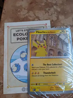 IN HAND Pokemon x Natural History Museum Pikachu card & Leaflet. global shipping - Image 2