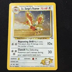 Pokemon TCG Gym Heroes Lt. Surge's Fearow Holo Rare Card 007/132 Unlimited - Image 1
