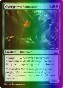 MTG Magic the Gathering Overgrown Armasaur (141/219) Rivals of Ixalan LP FOIL - Image 1