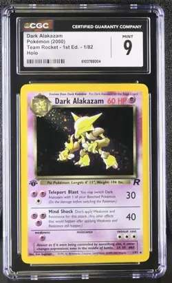 Dark Alakazam *CGC 9* 1st Edition *Holo* Team Rocket *1/82* 2000 * Pokemon - Image 1