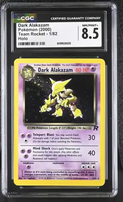 CGC 8.5 Dark Alakazam 1/82 Team Rocket Holo Rare Pokemon Card - Image 1