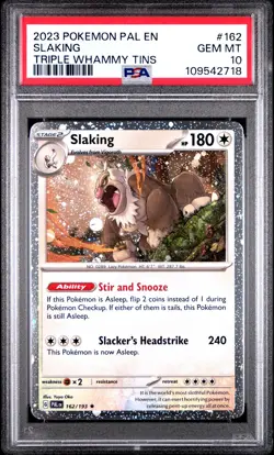 2023 POKEMON PAL EN-PALDEA EVOLVED TRIPLE WHAMMY TIN #162 SLAKING PSA 10 - Image 1