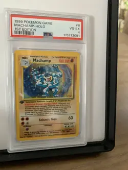 1999 Pokemon Machamp Holo 1st Edition 8/102 PSA 4 - Image 1