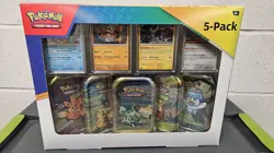 Pokemon TCG: 2023 Paldea Friends Mini Tin Costco 5 Pack - New/Factory Sealed - Image 1
