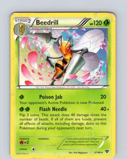 Pokemon TCG Beedrill XY Base Set 5/146 Regular Rare Card Played MP - Image 1