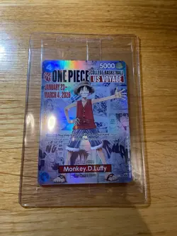 One Piece Monkey D Luffy US Voyage College Basketball Card Rutgers NM/Mint Rare - Image 2
