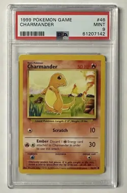 1999 Pokemon Charmander Base Set Unlimited #46 PSA 9 MINT - Image 1