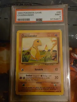 1999 Pokemon Base Set Unlimited Charmander 46/102 PSA 9 Mint - Image 1