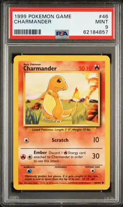 1999 POKEMON BASE SET UNLIMITED #46 CHARMANDER PSA 9 - Image 1