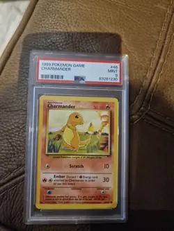 Pokemon Charmander Base Set Common Card 46/102 1999 Unlimited, PSA 9 Mint - Image 1