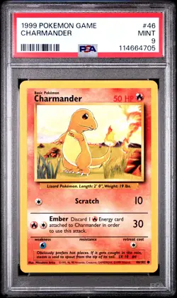 1999 POKEMON BASE SET UNLIMITED #46 CHARMANDER PSA 9 - Image 1