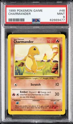 1999 POKEMON BASE SET UNLIMITED #46 CHARMANDER PSA 9 - Image 1