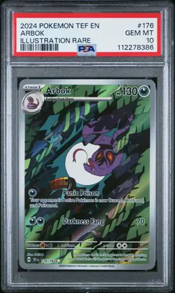 2024 POKEMON TEF EN-TEMPORAL FORCES ILLUSTRATION RARE #176 ARBOK PSA 10 - Image 1