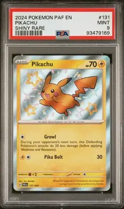 PIKACHU 2024 POKEMON PAF EN-PALDEAN FATES 131 SHINY RARE PSA 9 MINT - Image 1