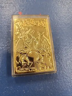 Pokemon 1999 23k Gold Plated Charizard Limited Edition BK Mini Card with Case - Image 1