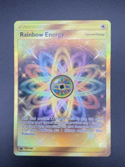 Pokemon Rainbow Energy 183/168 Sun & Moon Celestial Storm Gold MP - Image 1