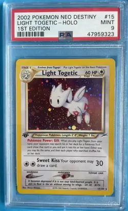 💫 LIGHT TOGETIC HOLO 1ST EDITION PSA 9 2002 POKEMON NEO DESTINY #15 MINT 🦄📈 - Image 1