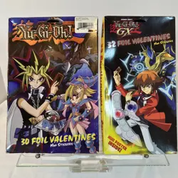 2 VTG ‘96 Yu-Gi-Oh Valentines Day Cards 30 Foil + Stickers 32 Foil + Poster NOS - Image 1