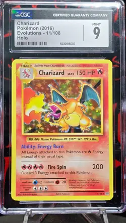 CGC 9 MINT Charizard 11/108 Evolutions Holo - 2016 Pokemon - Image 2