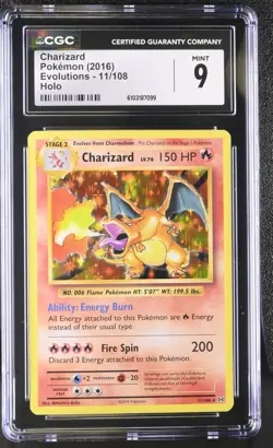 2016 POKEMON XY EVOLUTIONS CHARIZARD #11/108 RARE HOLO FOIL CGC 9 MINT - Image 1