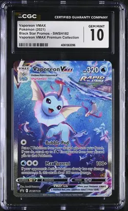 CGC 10 GEM MINT Vaporeon VMAX SWSH182 BSP Pokemon 2021 Premium Collection - Image 1