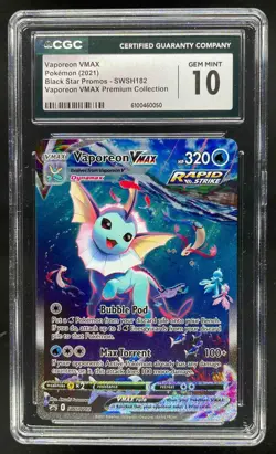 2021 Pokemon SW&SH Black Star Promos Vaporeon VMAX CGC 10 Gem Mint #SWSH182 - Image 1