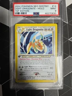 Pokemon Light Dragonite 1st Edition Holo Neo Discovery PSA 9 - Image 1