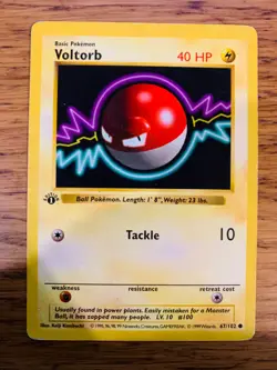 MP! 1st Edition Shadowless Voltorb (67/102) Base Set Pokemon Card! FAST P&P! - Image 1
